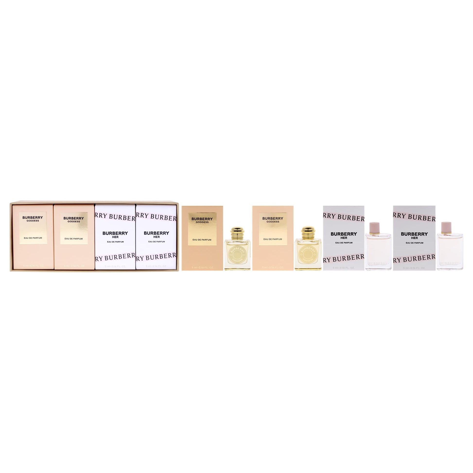 BURBERRY 4 * 5 ML MINI SET: 2 * GODDESS EAU DE PARFUM + 2 * HER EAU DE PARFUM.