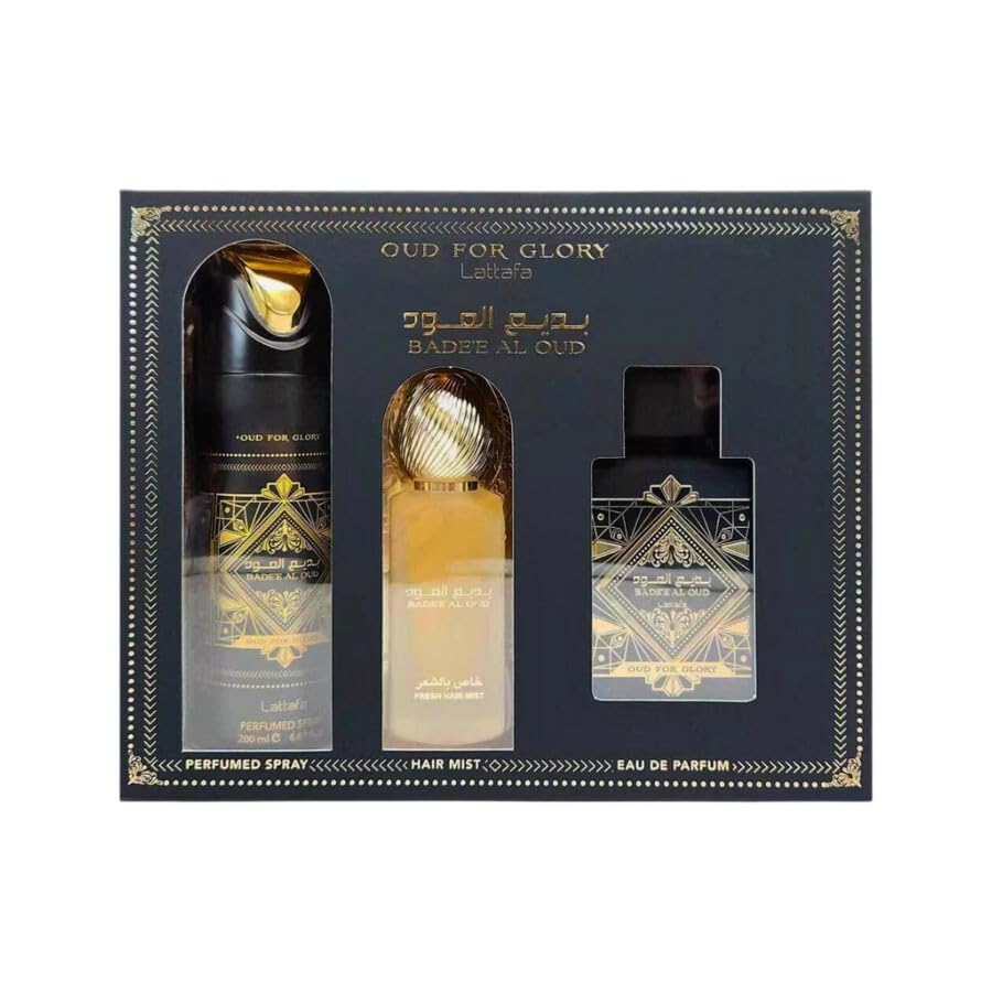 Lattafa Badee Al Oud for Glory Personal Care Set for Lasting Oud Experience