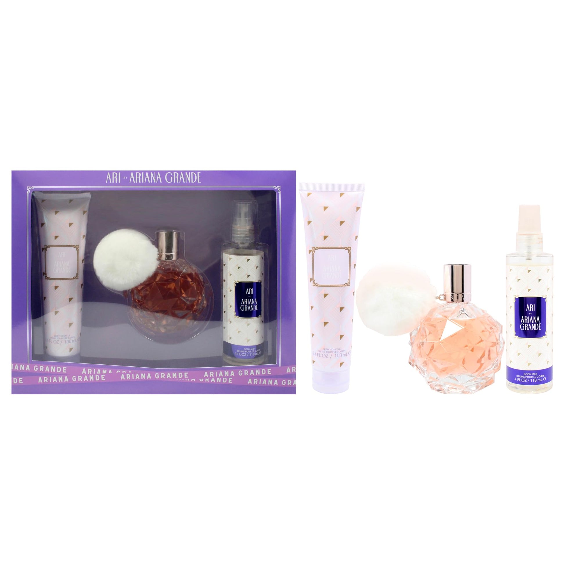 SET AG ARIANA GRANDE 3PC ARI 3.4 EDP+3.4 BODY SOUFFLE+4.0 BODY MIST (W) SOFT WINDOW BOX
