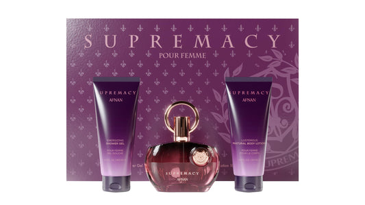 Afnan Supremacy Purple Perfume Gift Set – Eau De Perfume + Body Lotion + Shower Gel